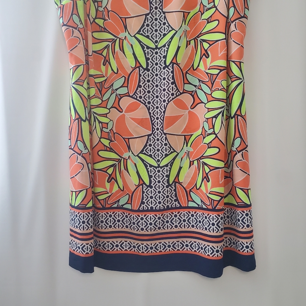 COPY - KAARI Blue Curvy Size 3X sleeveless tropical midi dress - Picture 3 of 8